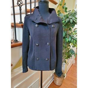 Talbots Navy‎ Double Breasted Knit Sweater Pockets